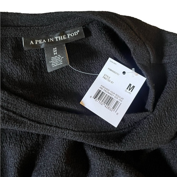 NWT A Pea in the Pod Black Short Sleeve Stretch Knee Length Dress Size: M NEW! - Picture 4 of 5